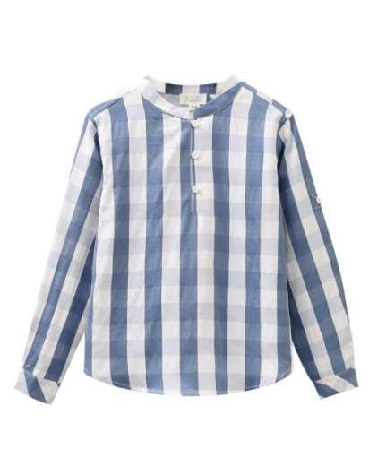 Vestido Dadati  tirantes con lazo de cuadros azul y blanco niña
