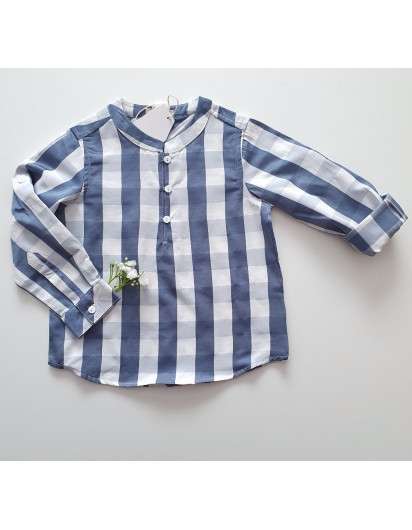 Vestido Dadati  tirantes con lazo de cuadros azul y blanco niña