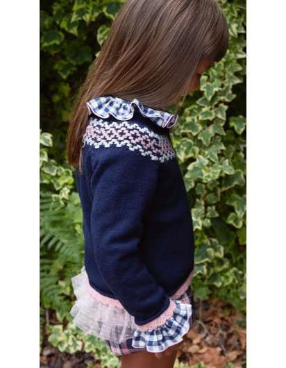 Conjunto EVA CASTRO Lily BOMBACHO BLUSA NINA Marino y Rosa