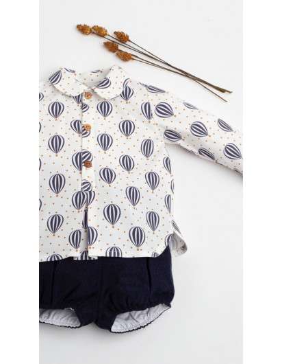 Conjunto Kids Chocolate GLOBOS Camisa y Bombacho Niño