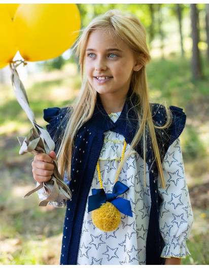 Vestido Estrellas La Martinica Marino Y Amarillo Niña