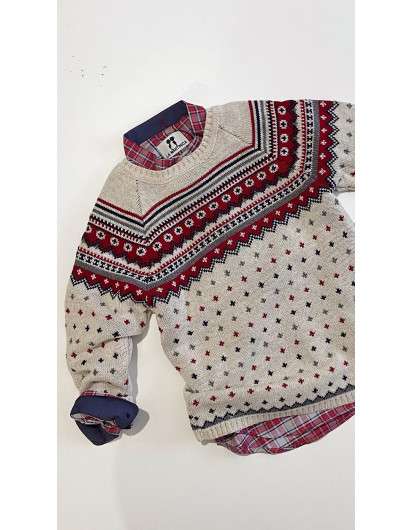 Camisa Huston Niño  La Martinica Camisa Cuadros Rojo Y Marino