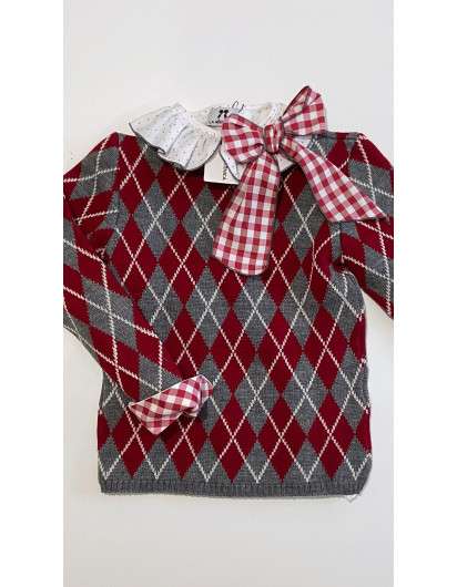 Jersey Rombos La Martinica Granate Y Gris
