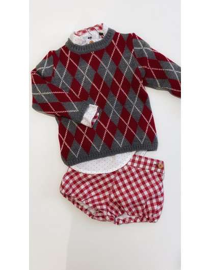 Jersey Rombos La Martinica Granate Y Gris