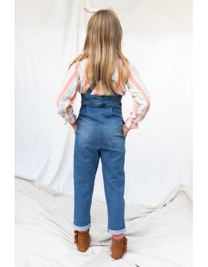 Pantalón Alto Baby Paris Denim Tirantes De Niña