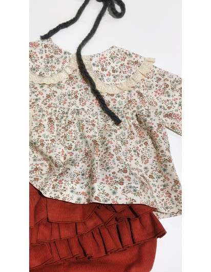 Blusa Flores Petroleo Niña Baby Yiro