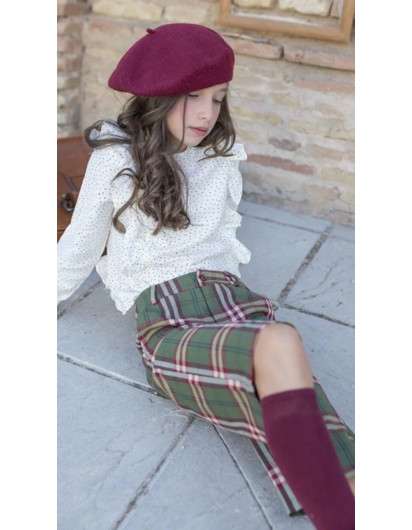 Conjunto Dadati Culotte Tartan Blusa topos  JUNIOR