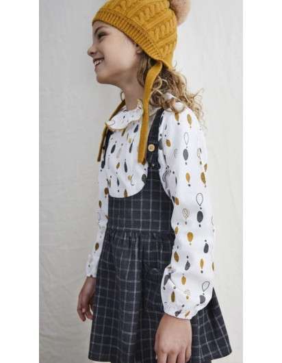 Pichi y Blusa  Dadati Gris Cuadros Niña