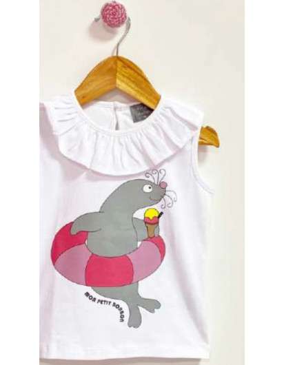 Conjunto Foca Niña Mon Petit Bonbon Camiseta y Braga en