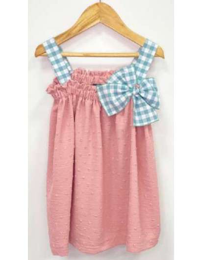 Vestido Rosa Plumeti Mon Petit Bonbon. Colección Pulpo en