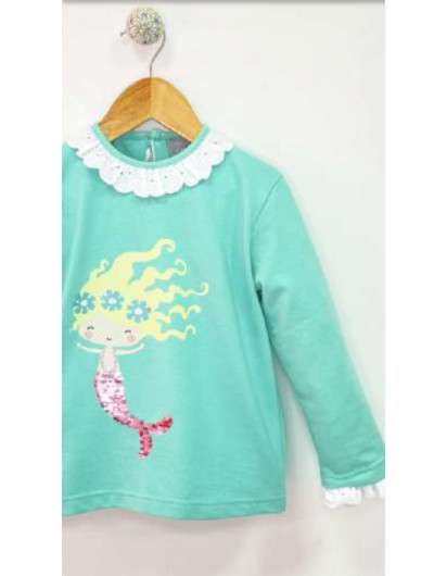 Sudadera Sirena Niña Estampado Mon Petit Bonbon. Colección