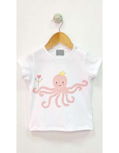 Conjunto Pulpo Niña Mon Petit Bonbon Camiseta y Braga Volante