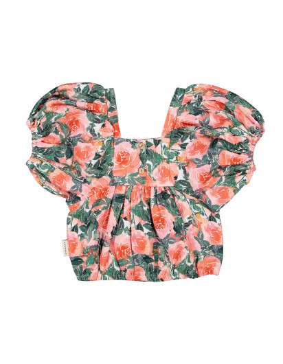 Blusa Piupiuchick Flores Manga Globo en Maunaloakids