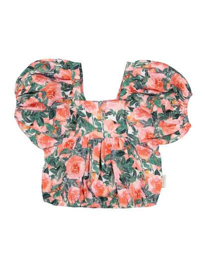 Blusa Piupiuchick Flores Manga Globo en Maunaloakids