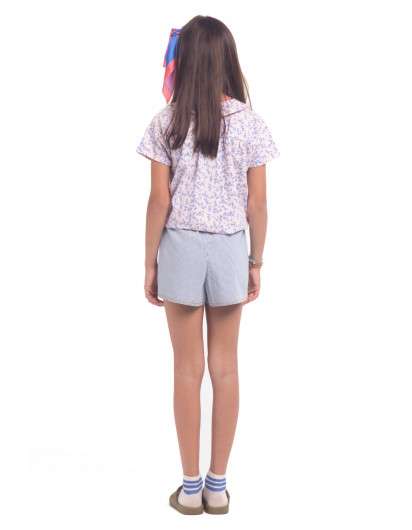 Blusa Piupiuchick Rosa Flores Azul Niña en Maunaloakids