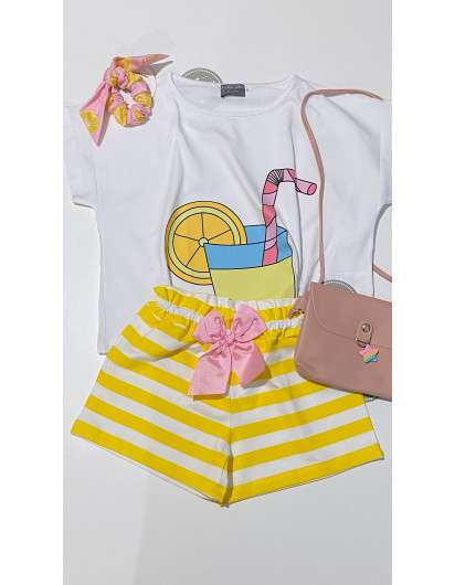 Conjunto Limonada Niña Mon Petit Bonbon Camiseta Corta y Short