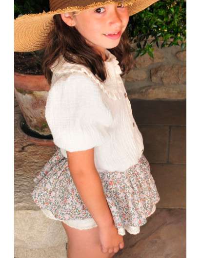 Conjunto Celia Boetie Blusa y Braga Volante Puntilla en