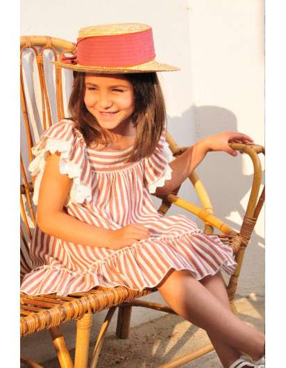 Vestido Lusia Boetie Burdeos Rayas Volante Lazada en