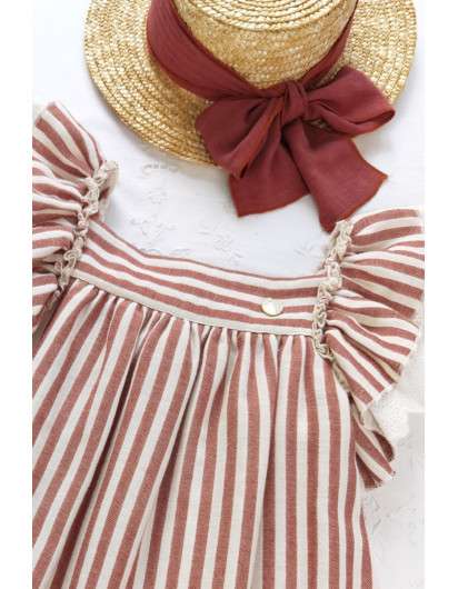 Vestido Lusia Boetie Burdeos Rayas Volante Lazada en