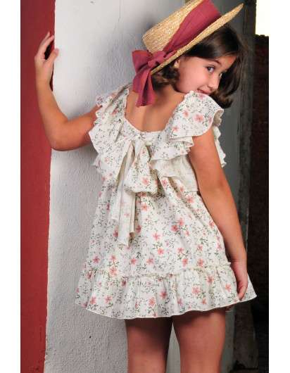 Vestido MERLOT Boetie Flores Volante Hombros en Maunaloakids
