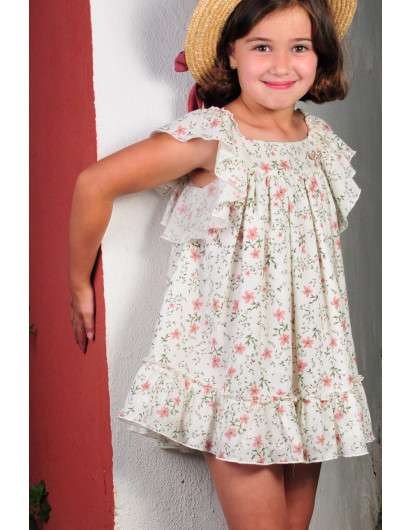 Vestido MERLOT Boetie Flores Volante Hombros en Maunaloakids