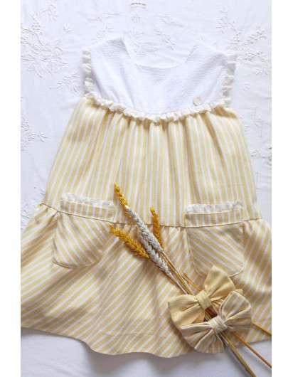 Vestido Rayas Amarillo Boetie en Maunaloakids