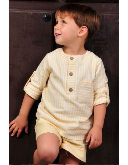 Conjunto Boetie Rayas Amarillo Camisa y Short Niño en