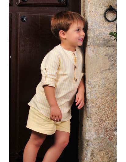 Conjunto Boetie Rayas Amarillo Camisa y Short Niño en