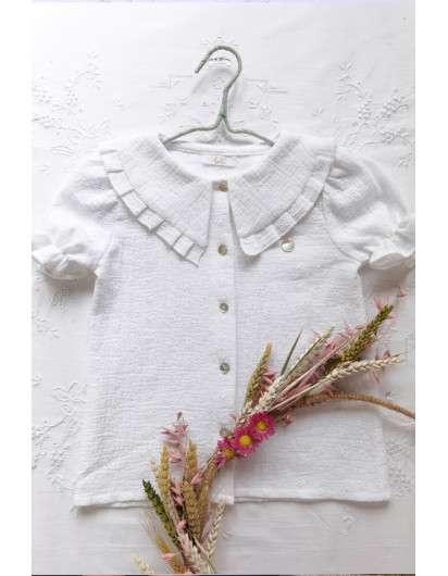 Blusa Blanca Cuellos Boetie Laila en Maunaloakids