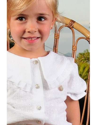 Blusa Blanca Cuellos Boetie Laila en Maunaloakids