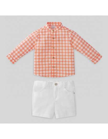 Camisa Mandarina Cuadros Paz Rodriguez Niño en Maunaloakids