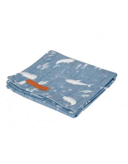 Muselina Little Dutch Ballenas Azul en Maunaloakids