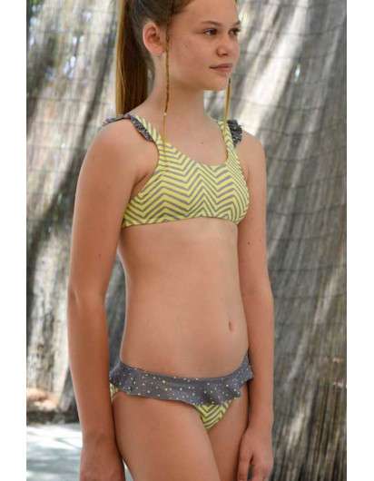 Bikini Zig Zag Verde Maricruz Baño Niña en Maunaloakids