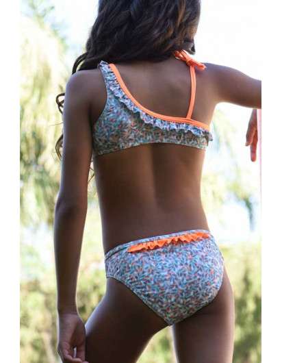 Bikini Naranja de Maricruz Baño Hojas Niña en Maunaloakids