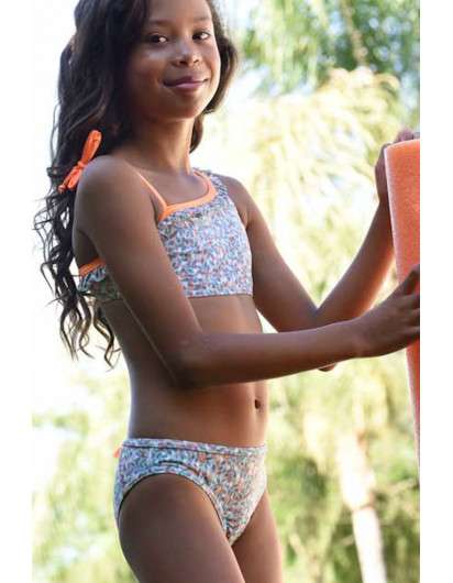 Bikini Naranja de Maricruz Baño Hojas Niña en Maunaloakids