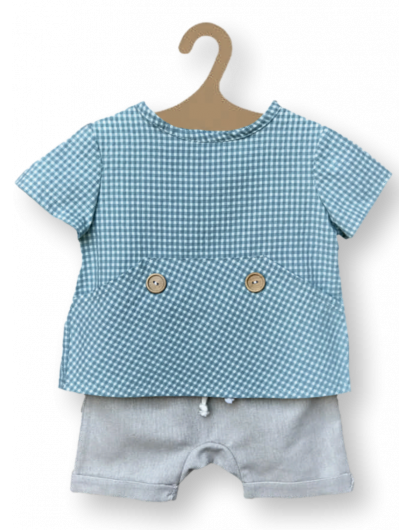 Conjunto Valentina Bebe Niño Vichy Verde Pradera Camisa y