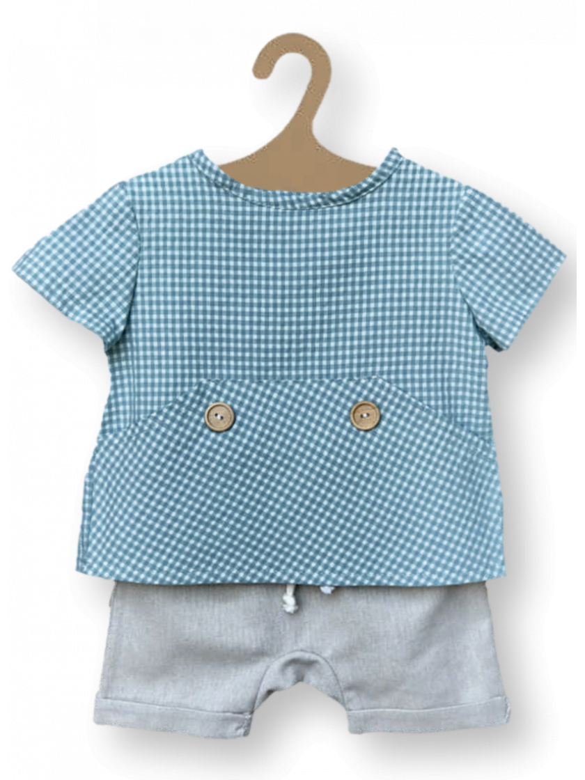 Conjunto Valentina Bebe Niño Vichy Turquesa Camisa y short. de Ropa 4A