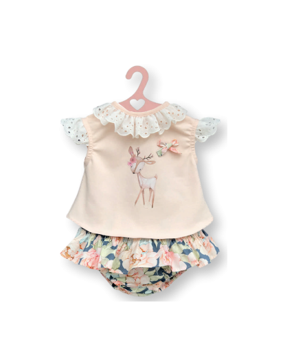 Conjunto Valentina Bebes Bambi Camiseta y Bragafalda Flores