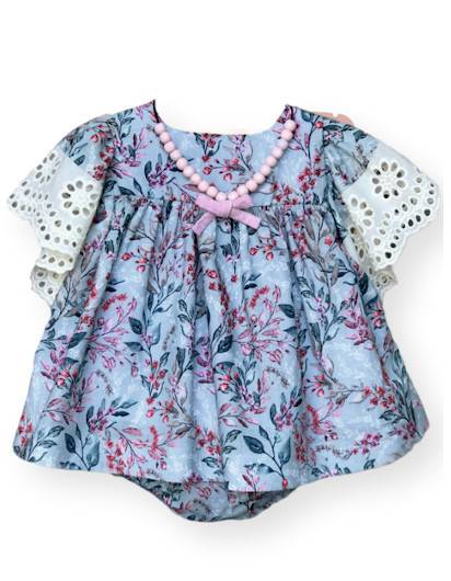 Vestido Valentina Bebes Flor Turquesa Love en Maunaloakids