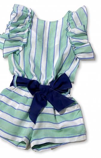 Mono La Sirenita La Martinica Rayas Azul Verde Corto Niña en