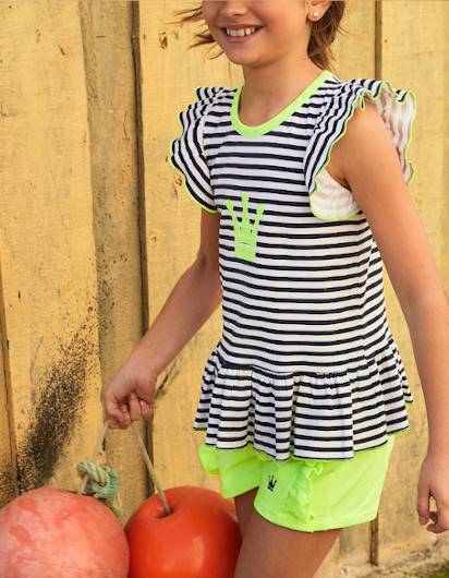 Conjunto Rayas Eva Castro Fluor Niña en Maunaloakids