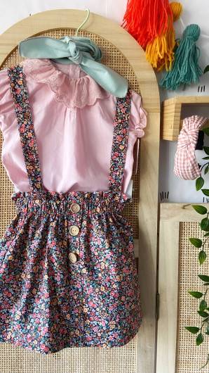 Conjunto Valentina Bebes Blusa y Falda Tirantes Tiara en