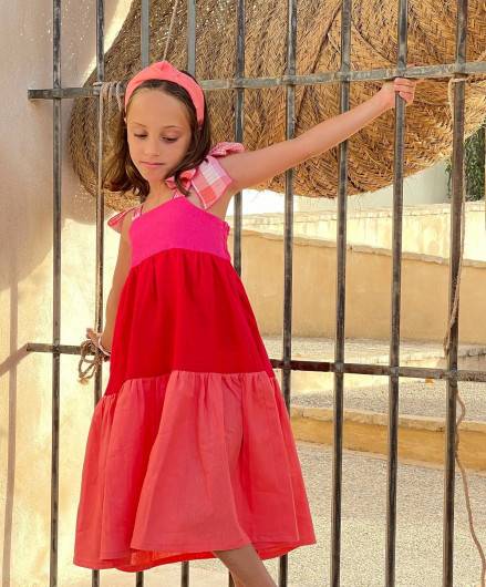 Vestido Tricolor Midi Kids Chocolate Niña en Maunaloakids