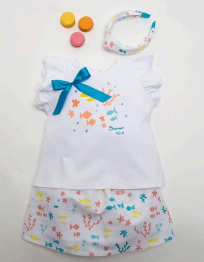 Conjunto Falda Peces Kids Chocolate Niña en Maunaloakids