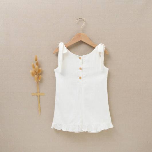 Mono Blanco Corto Dadati Niña. Colección Lino en Maunaloakids