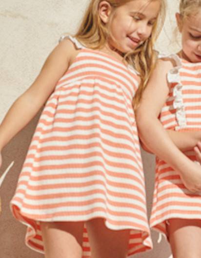 Vestido Rayas Coral Dadati Niña. en Maunaloakids