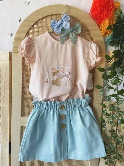 Conjunto Valentina Bebe Ardilla Camiseta y Falda en Maunaloakids