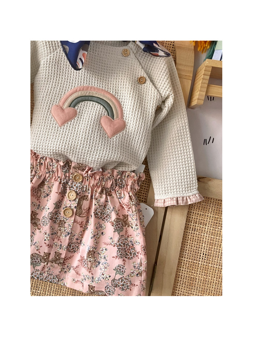 Conjunto Valentina Bebe Arcoiris Sudadera y Falda Talla de Ropa 3A