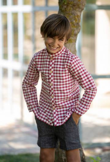 Camisa Vichy Rojo Chocolate Niño - Mauna Kids Talla de Ropa