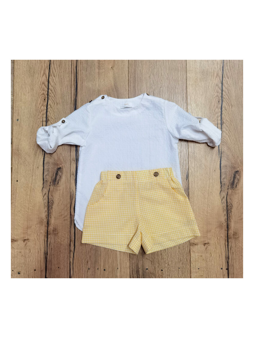 Mono Bolsillos Piupiuchick Corto Amarillo y Azul Niña - Mauna Loa Kids  Talla de Ropa 8A